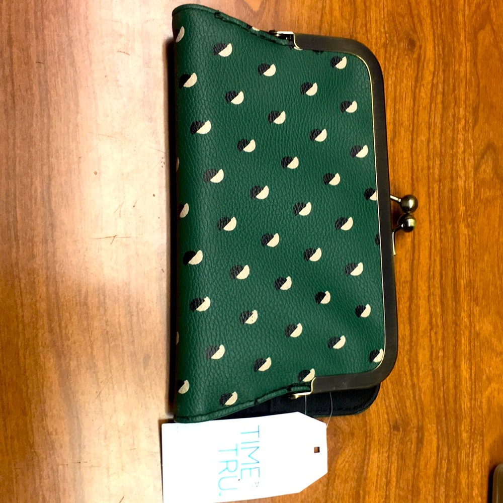 Brand New green and black polka dotted wallet!
